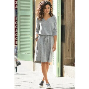 Soft surroundings easy living stretch gray sweater dress loungewear medium